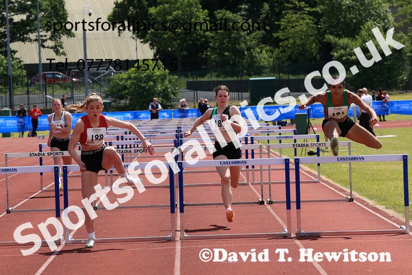 Womens Under-20s 100 metres hurdles, 2024 Northern Senior and Under-20s Track and Field Champs, Middlesbrough.  Photo: David T. Hewitson/Sports for All Pics